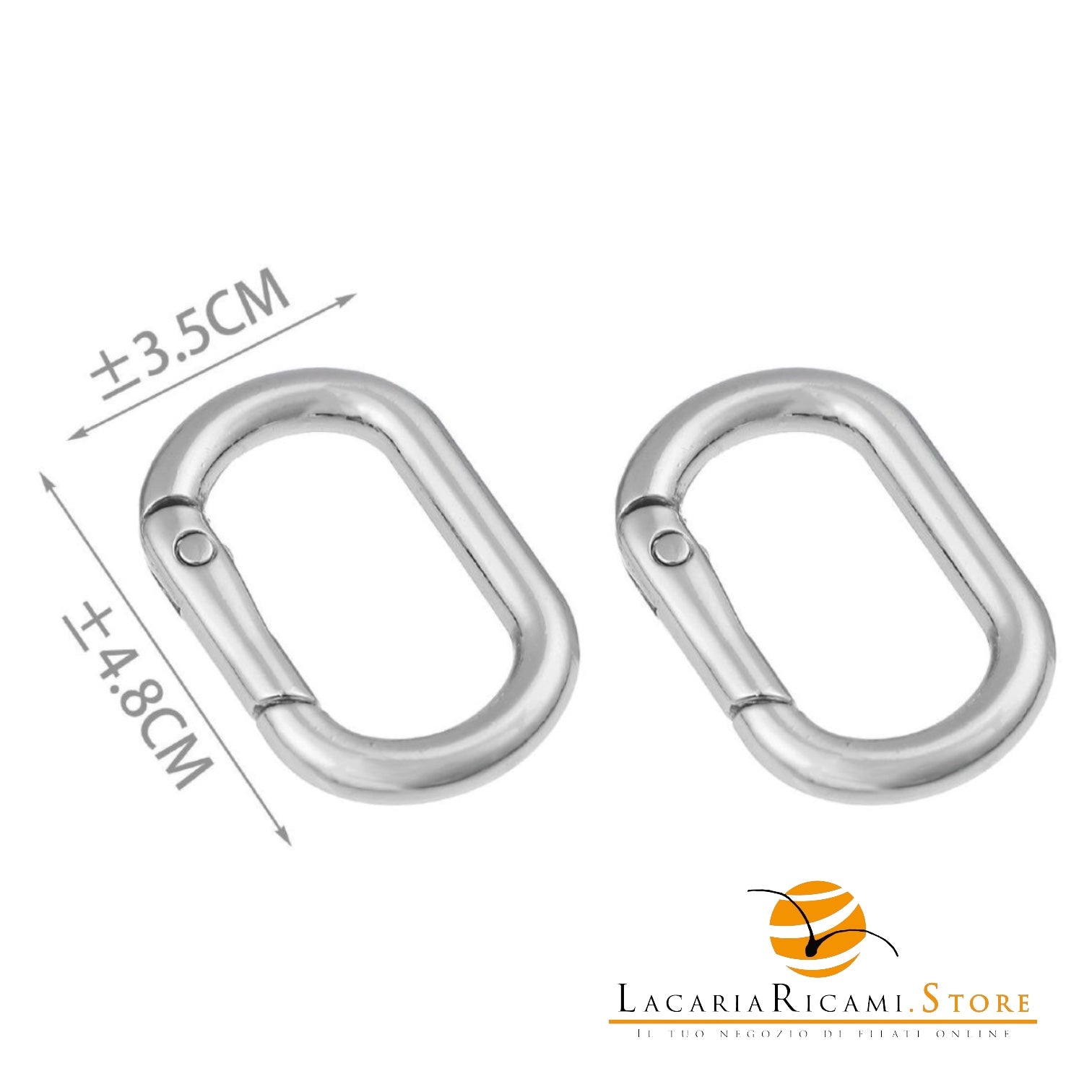 Moschettoni Ventaglio OVALI - Colore: 845571 - ARGENTO 35x48mm - by LacariaRicami.Store