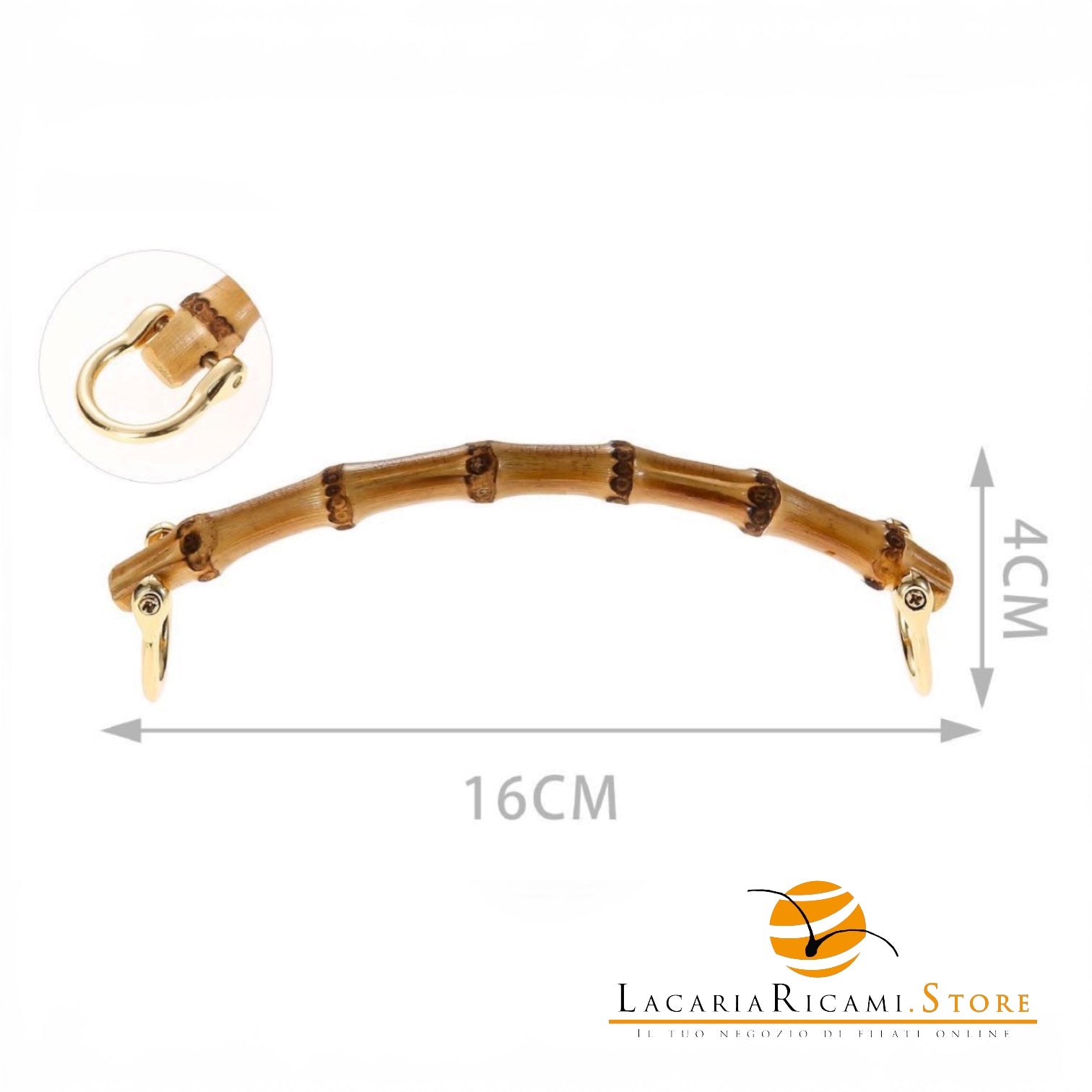 MANICO In Bamboo ad Anello 16 CM - Colore: Aggancio ORO - by LacariaRicami.Store