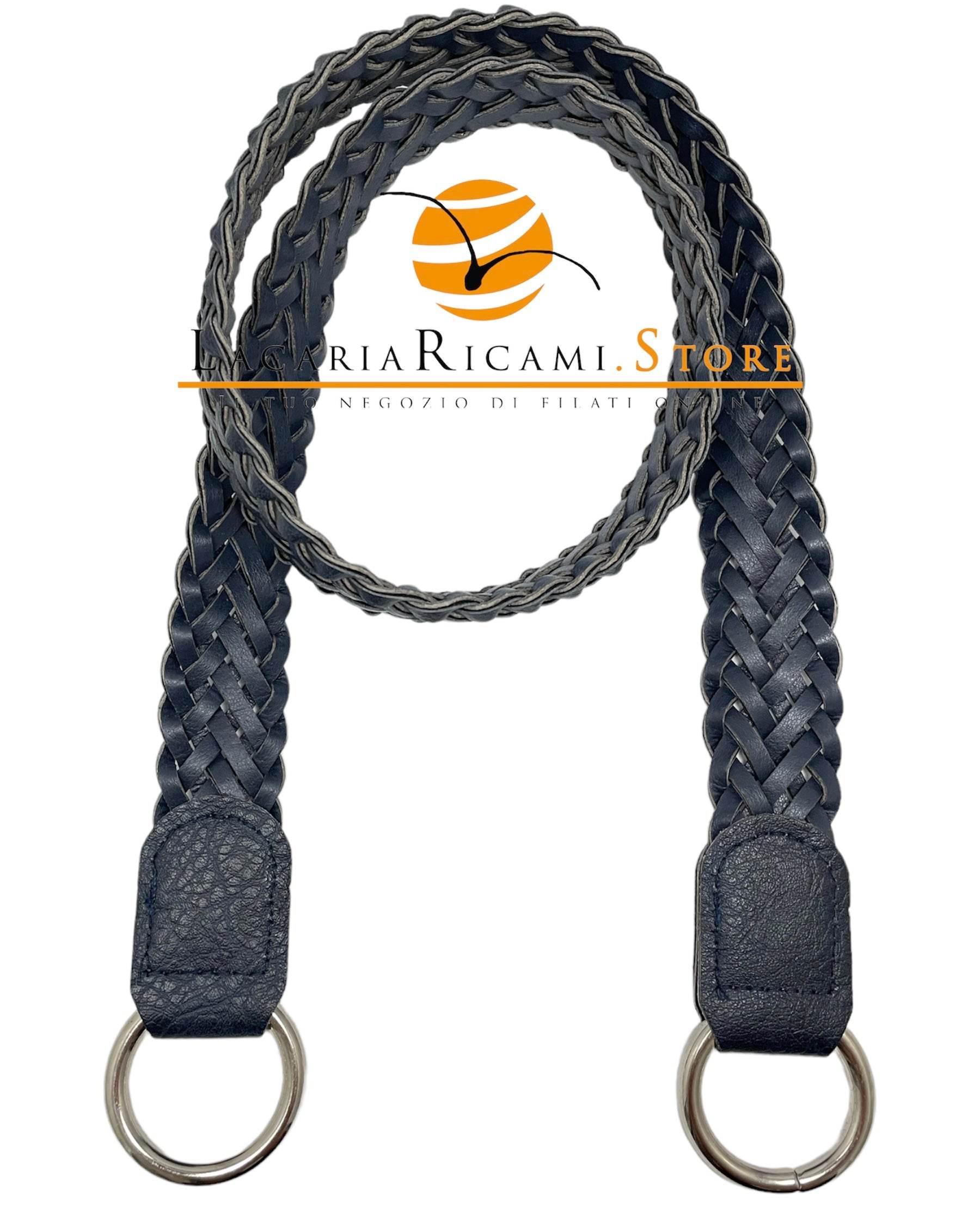 Tracolla Intrecciata Per Borsa Con Anelli In Metallo 90x3 Cm - - LacariaRicami.Store