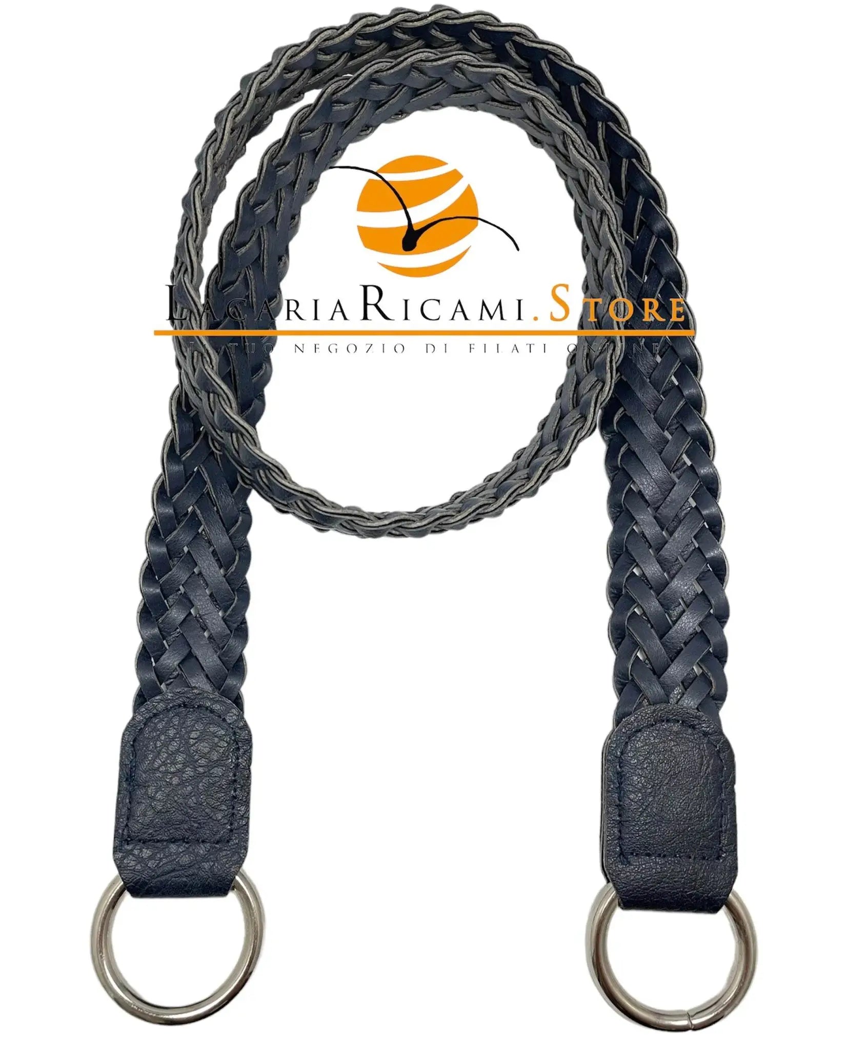 Tracolla Intrecciata Per Borsa Con Anelli In Metallo 90x3 Cm - - LacariaRicami.Store