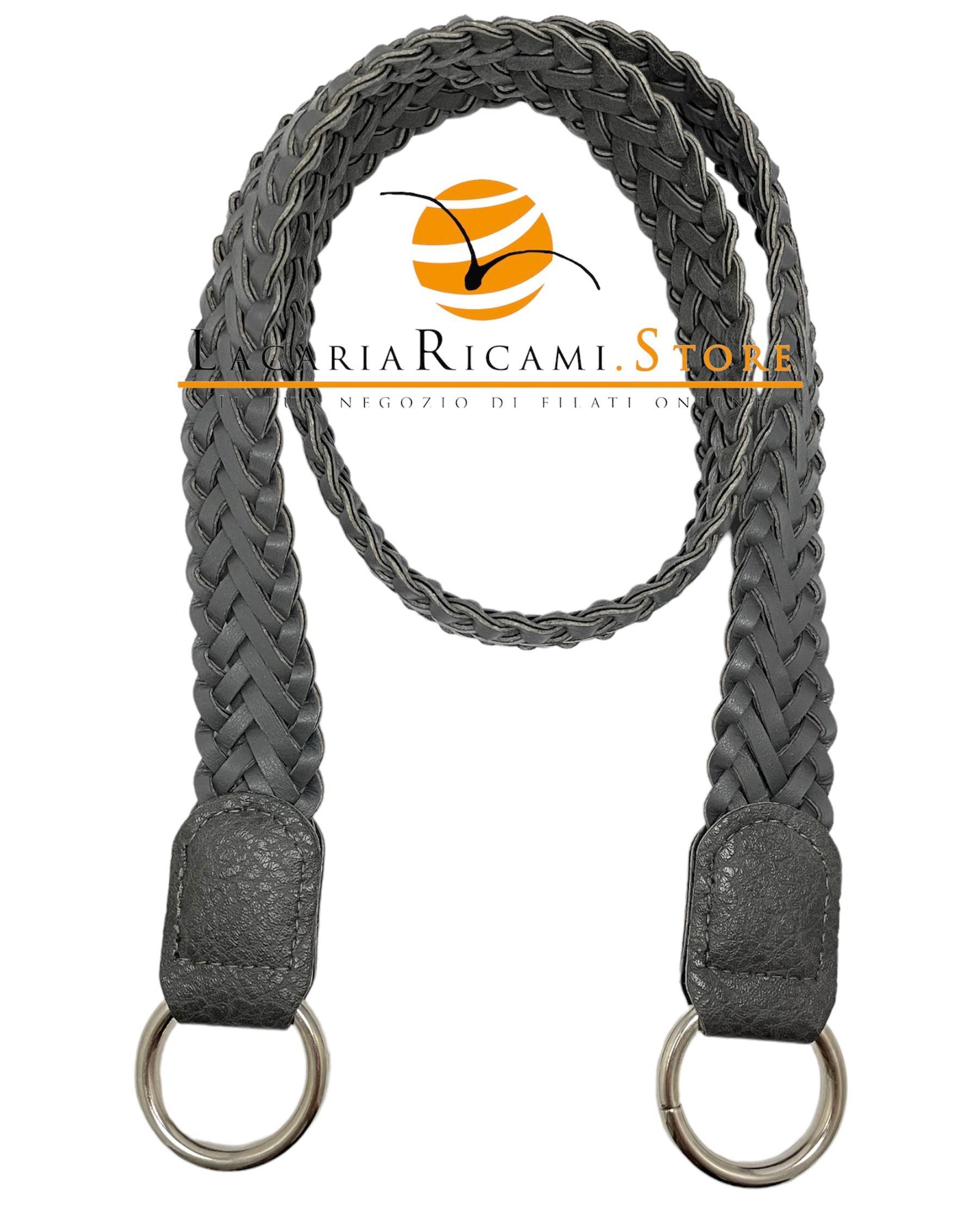 Tracolla Intrecciata Per Borsa Con Anelli In Metallo 90x3 Cm - - LacariaRicami.Store