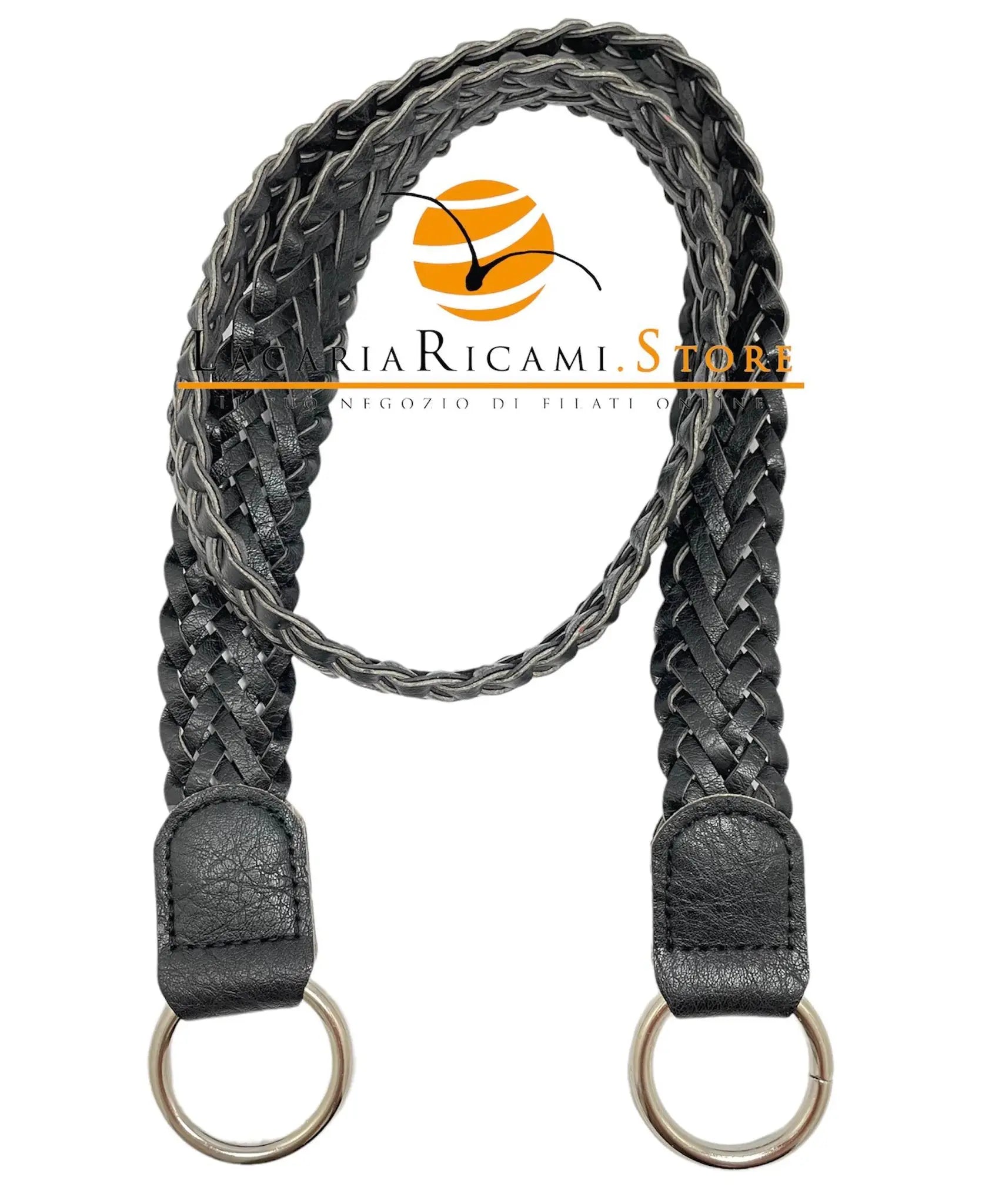 Tracolla Intrecciata Per Borsa Con Anelli In Metallo 90x3 Cm - - LacariaRicami.Store