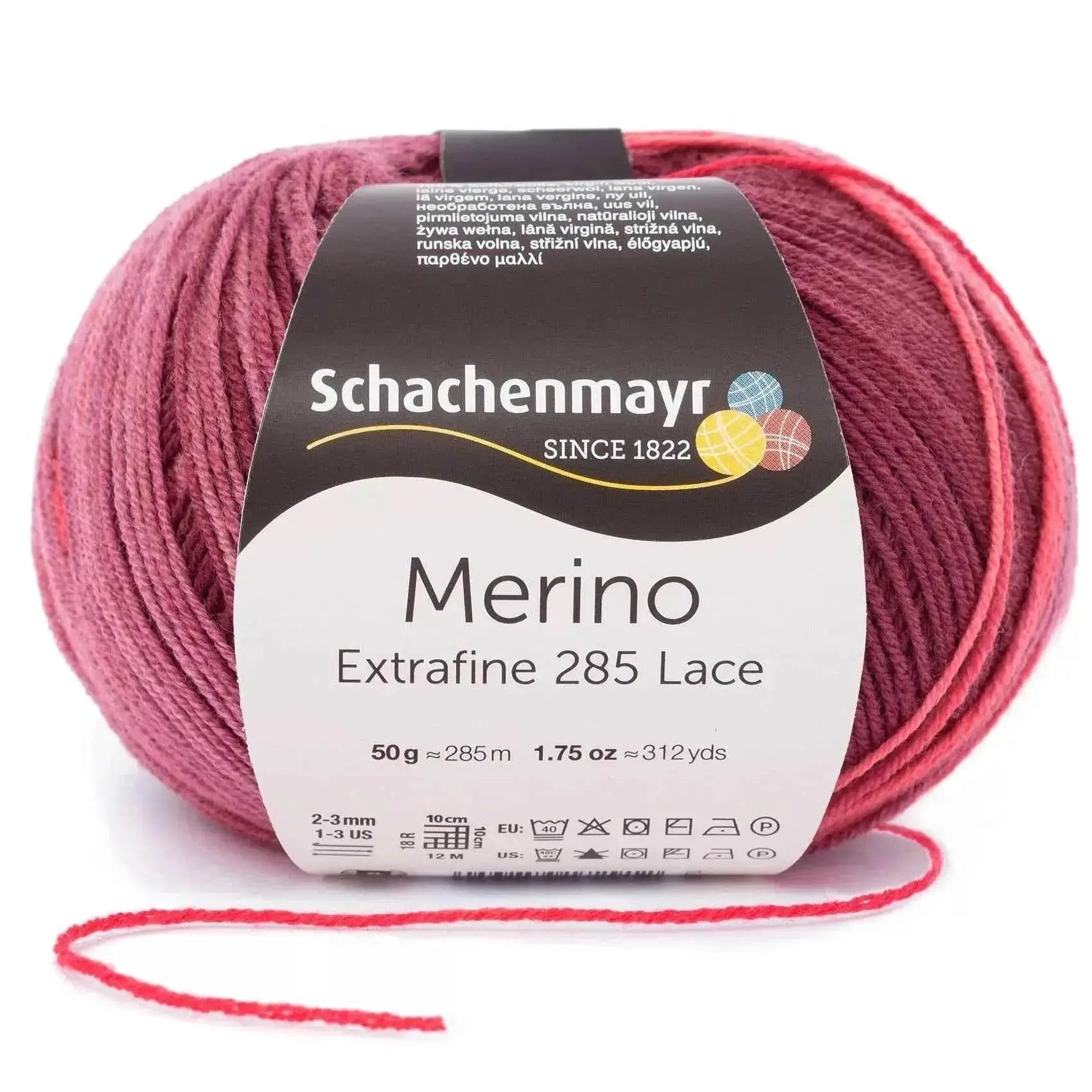 Lana MERINO EXTRAFINE 285 LACE - Schachenmayr - 00581 - Rosso cabernet - LacariaRicami.Store
