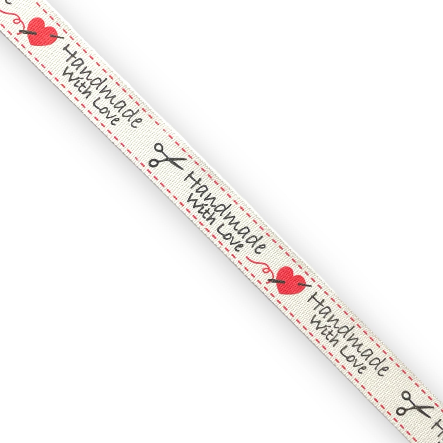 NASTRO In Canvas Di Cotone Stampati - "Fatto a mano"-"Handmade With Love" 01 - ST14