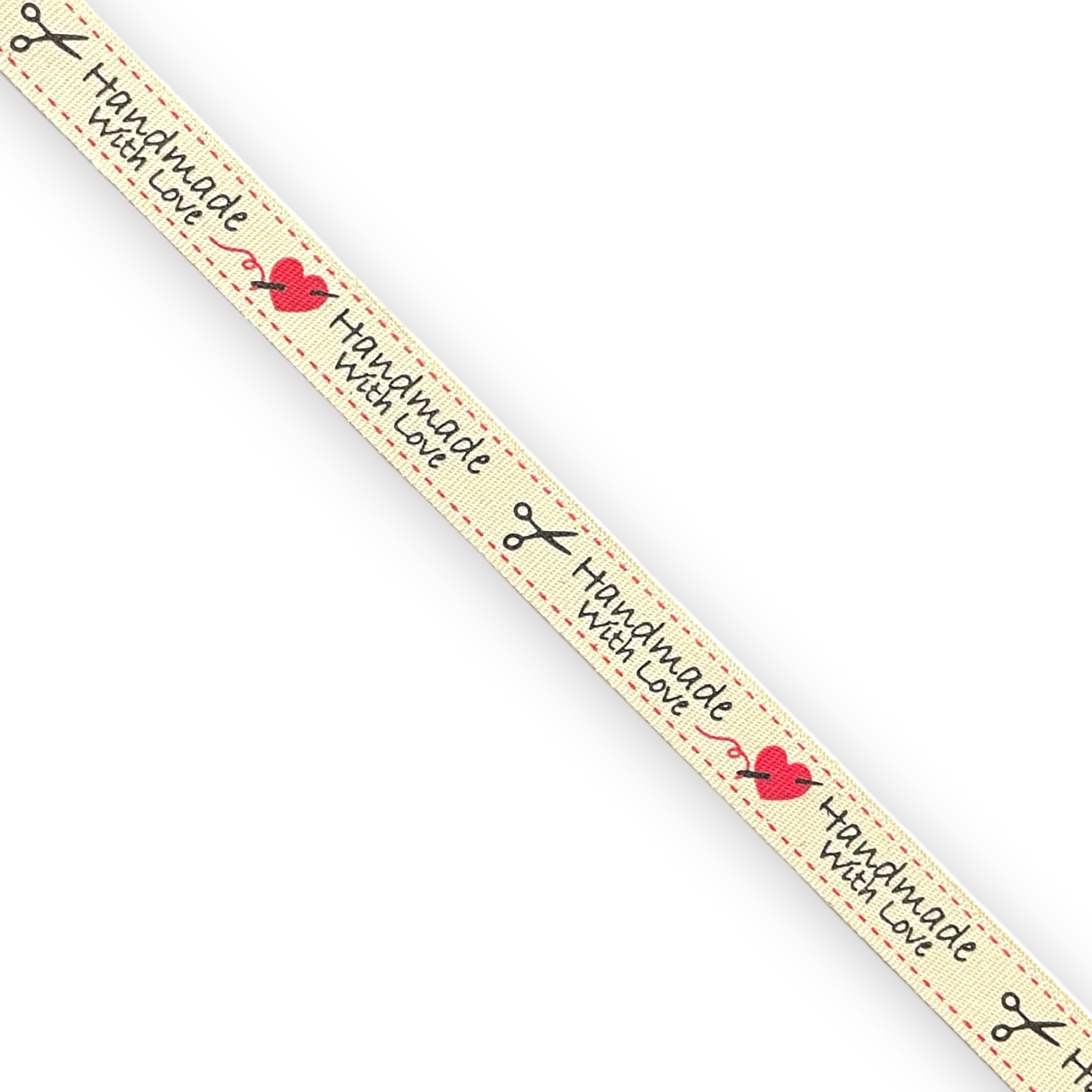 NASTRO In Canvas Di Cotone Stampati - "Fatto a mano"-"Handmade With Love" 02 - ST14