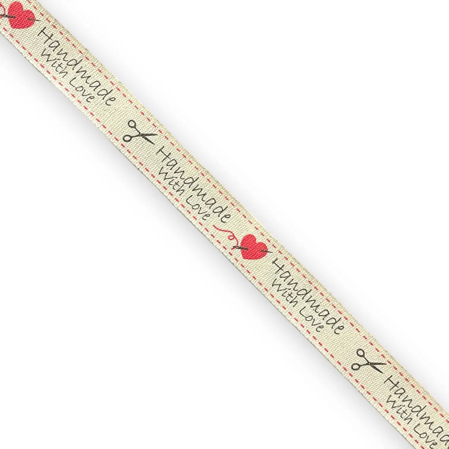 NASTRO In Canvas Di Cotone Stampati - "Fatto a mano"-"Handmade With Love" 03 - ST14