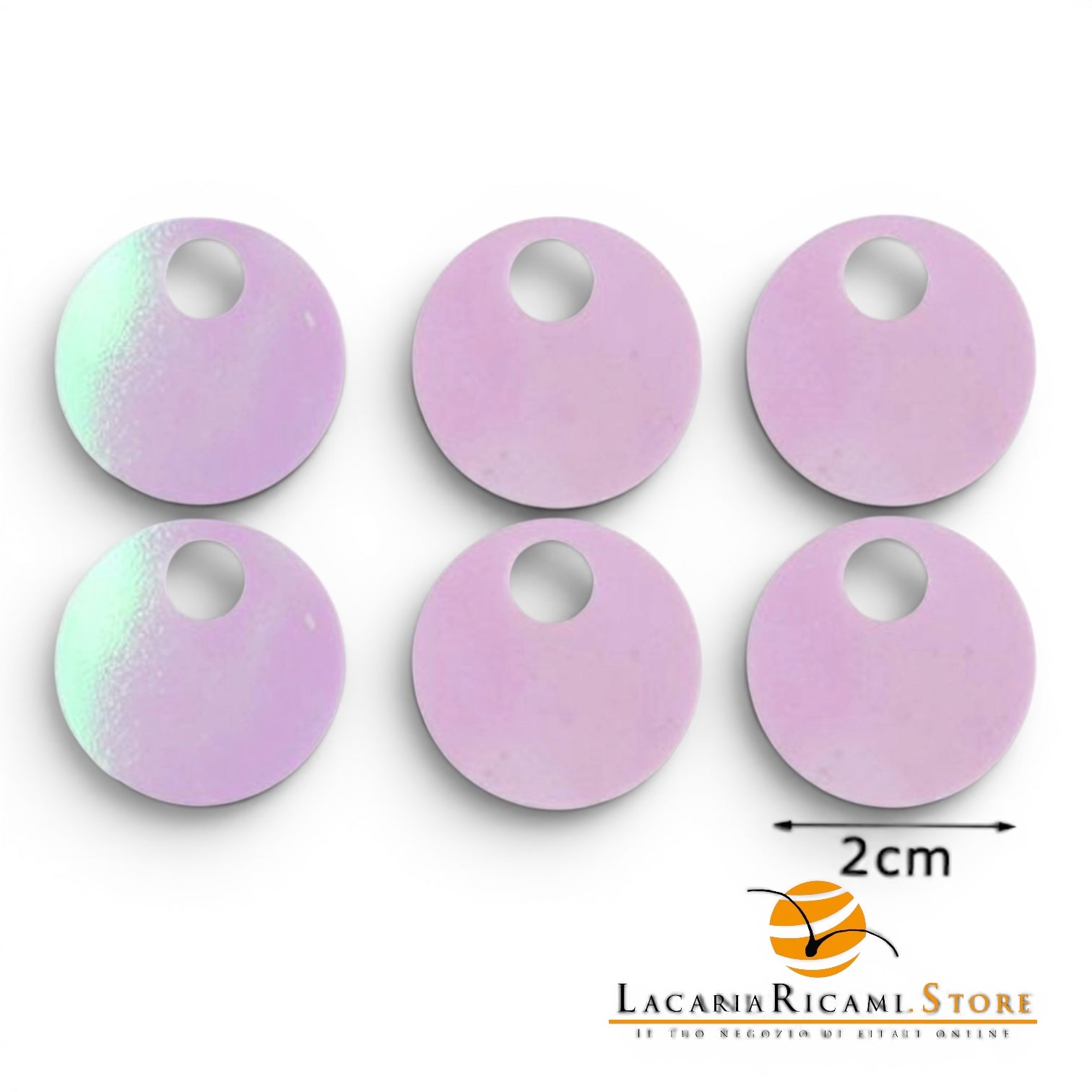 PAILLETTES Tonde Grandi Lisce 20 mm - Colore: 52673 - BIANCO MADREPERLA - by LacariaRicami.Store
