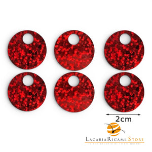 PAILLETTES Tonde Grandi Lisce 20 mm - Colore: 52826 - ROSSO GLITTER - by LacariaRicami.Store