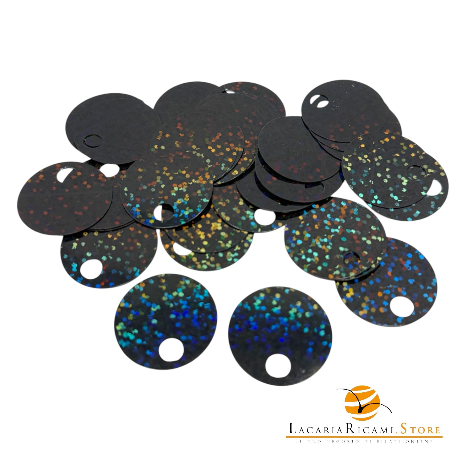 PAILLETTES Tonde Grandi Lisce 25 mm - Colore: 50113 - BLACK - NERO | GLITTER - by LacariaRicami.Store