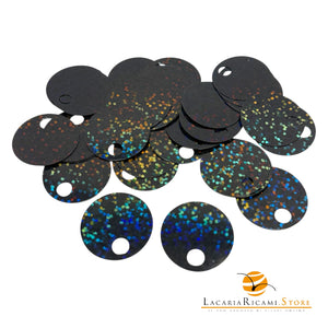 PAILLETTES Tonde Grandi Lisce 25 mm - Colore: 50113 - BLACK - NERO | GLITTER - by LacariaRicami.Store