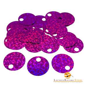 PAILLETTES Tonde Grandi Lisce 25 mm - Colore: 50123 - FUCSIA | GLITTER - by LacariaRicami.Store