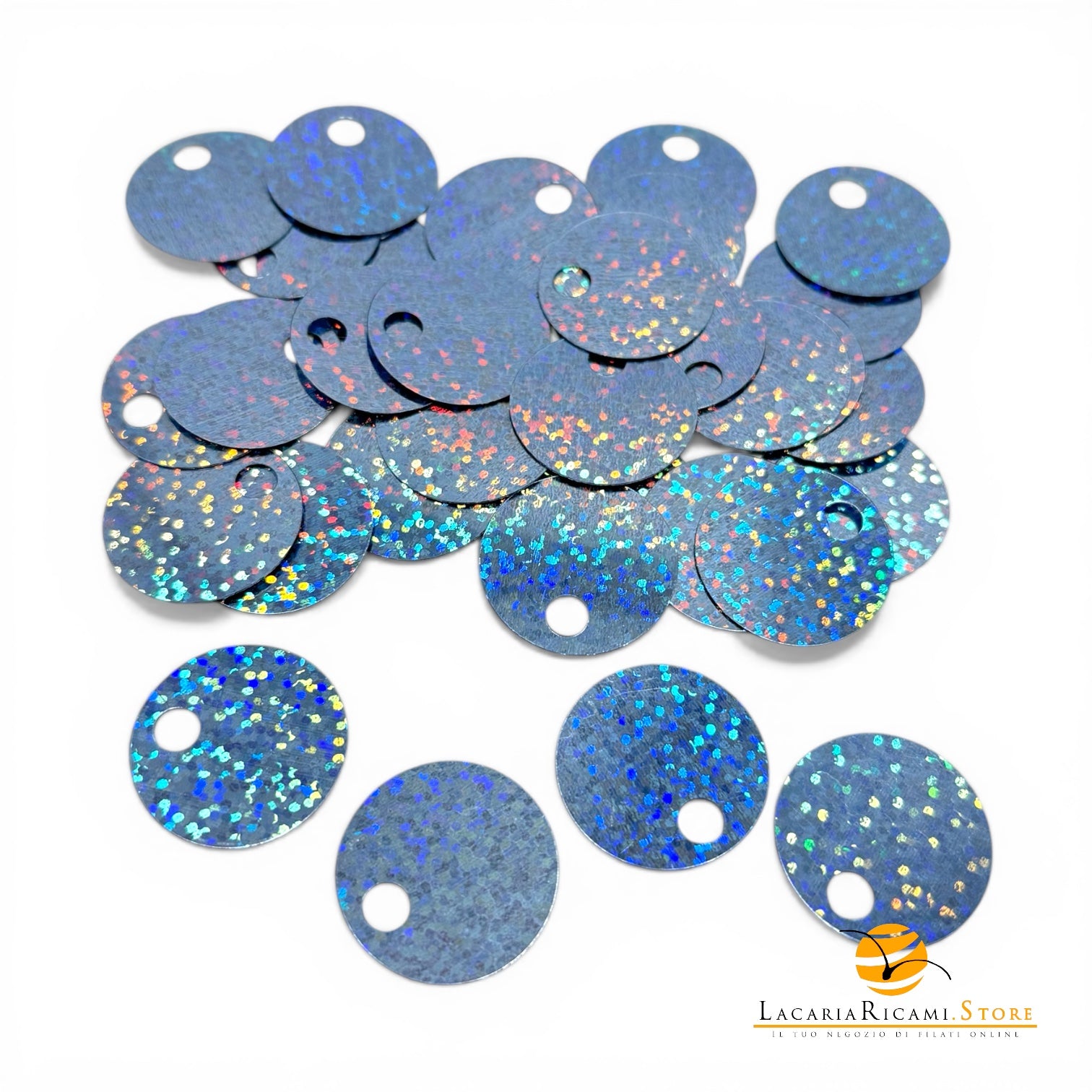 PAILLETTES Tonde Grandi Lisce 25 mm - Colore: 50115 - FROZEN ARCOBALENO | GLITTER - by LacariaRicami.Store