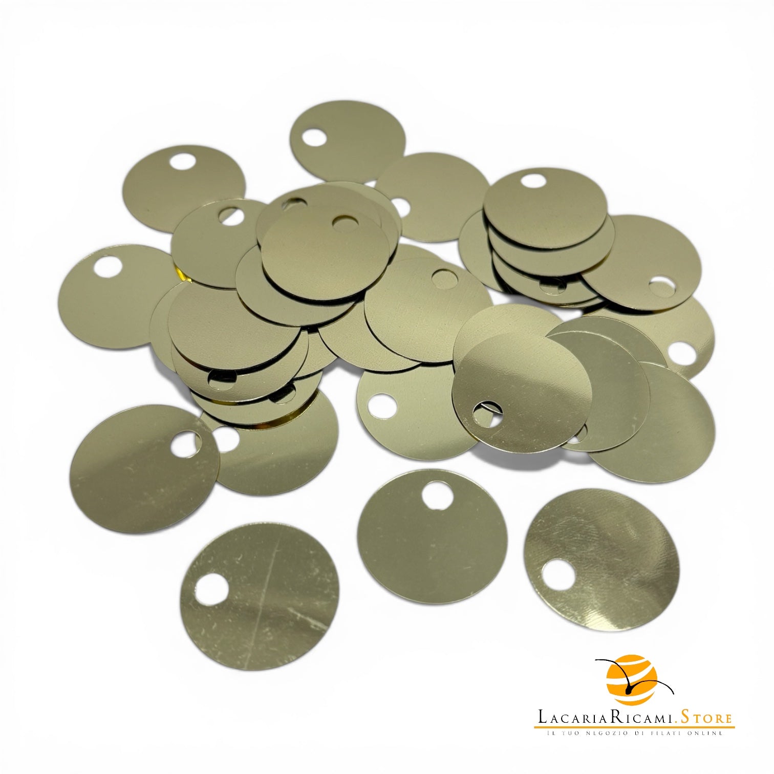 PAILLETTES Tonde Grandi Lisce 25 mm - Colore: M36 - ORO CHIARO - by LacariaRicami.Store