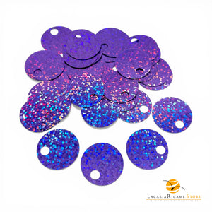PAILLETTES Tonde Grandi Lisce 25 mm - Colore: 50121 - VIOLA ARCOBALENO | GLITTER - by LacariaRicami.Store