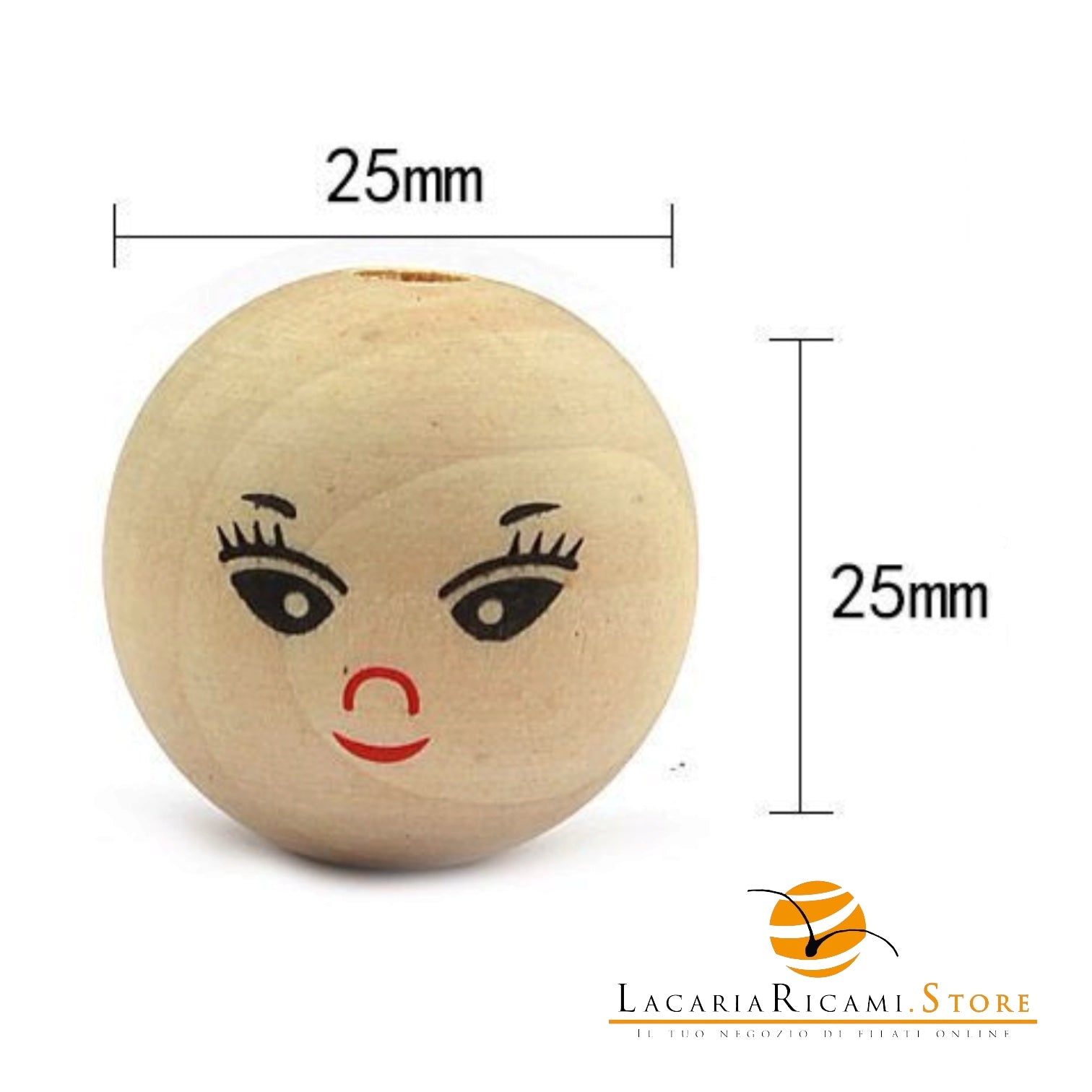 PERLE DI LEGNO - Colore: VOLTO BIMBA (5pz) - 25X25mm - by LacariaRicami.Store