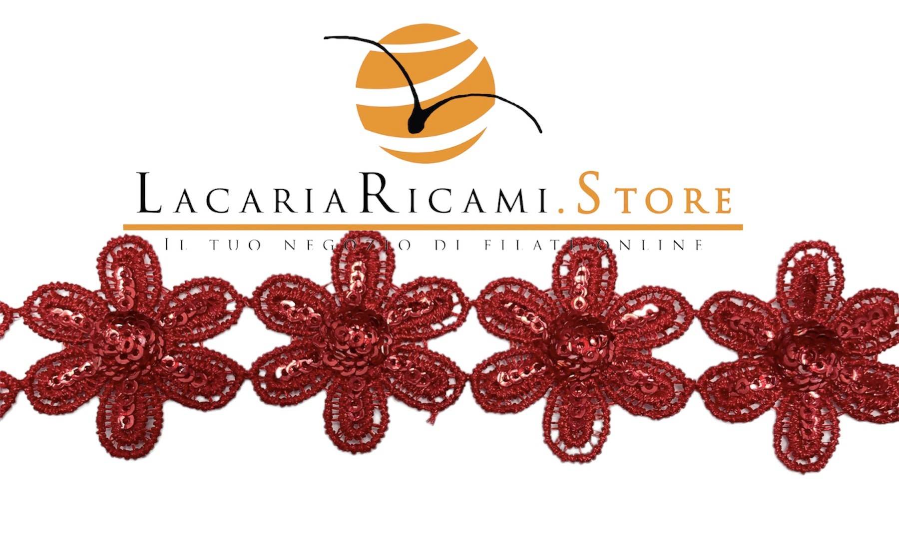 PASSAMANERIA fiori con paillettes 2,8 Cm | Lussuoso - - LacariaRicami.Store
