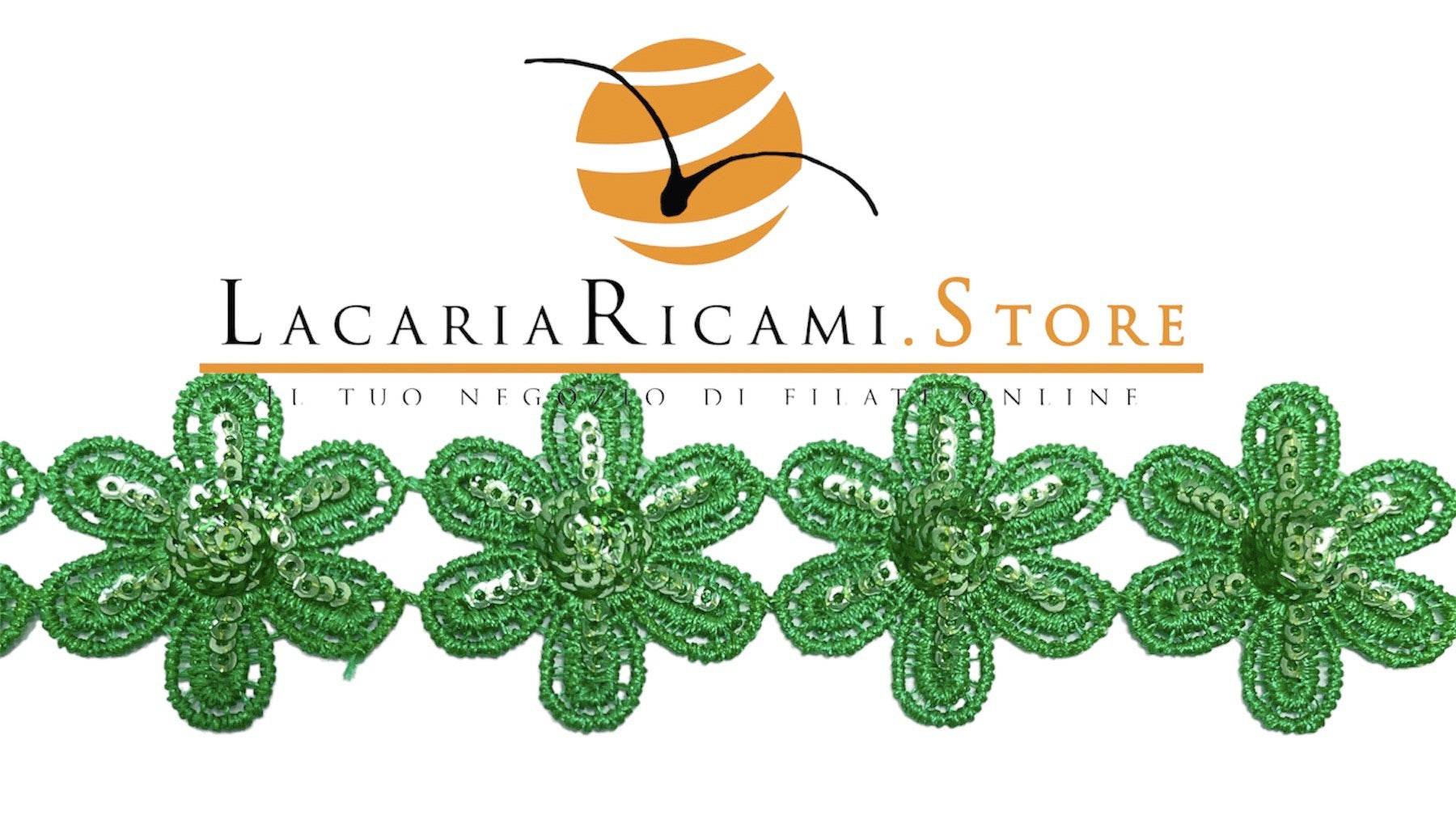 PASSAMANERIA fiori con paillettes 2,8 Cm | Lussuoso - - LacariaRicami.Store