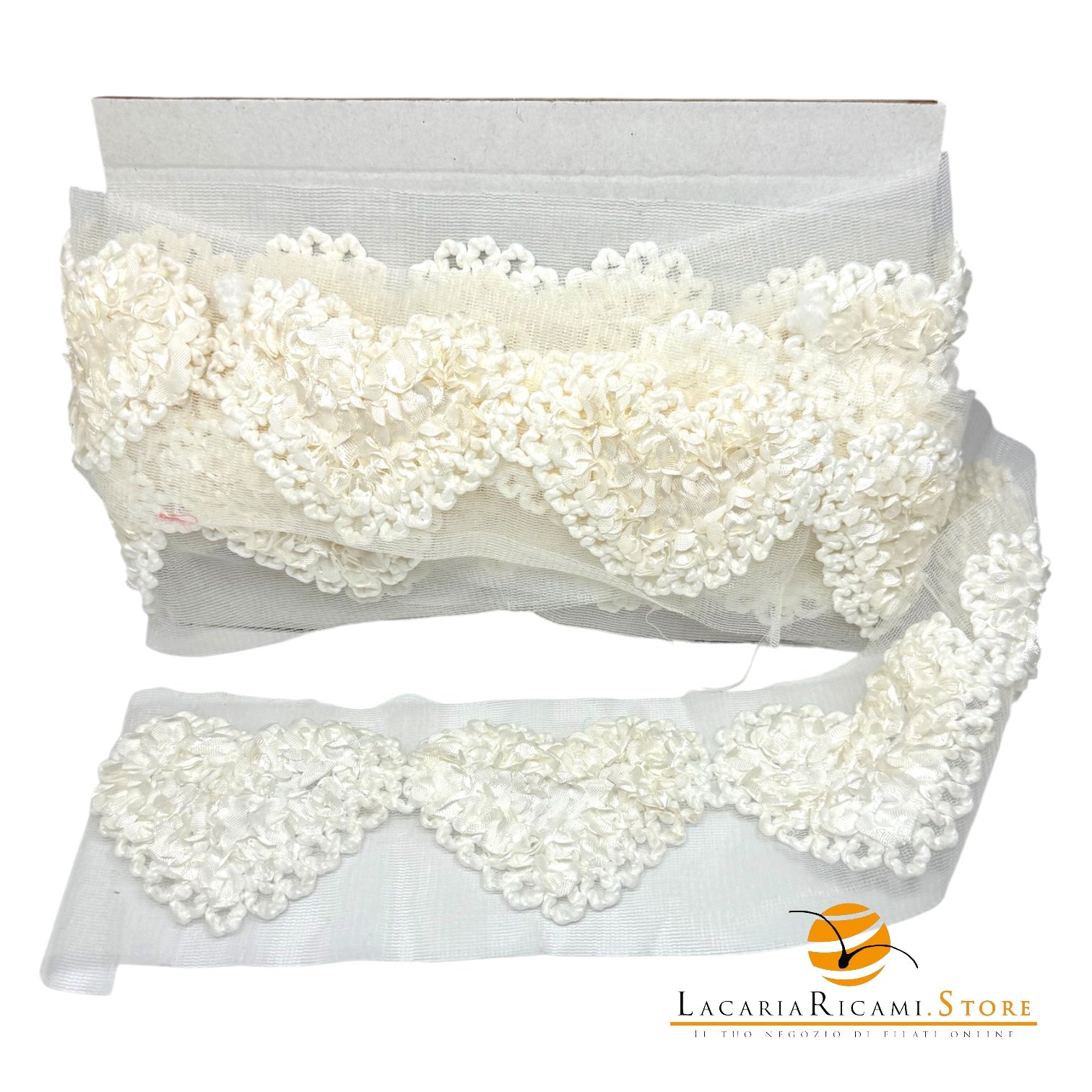 Passamaneria CUORI | Tulle - Colore: BIANCO - by LacariaRicami.Store