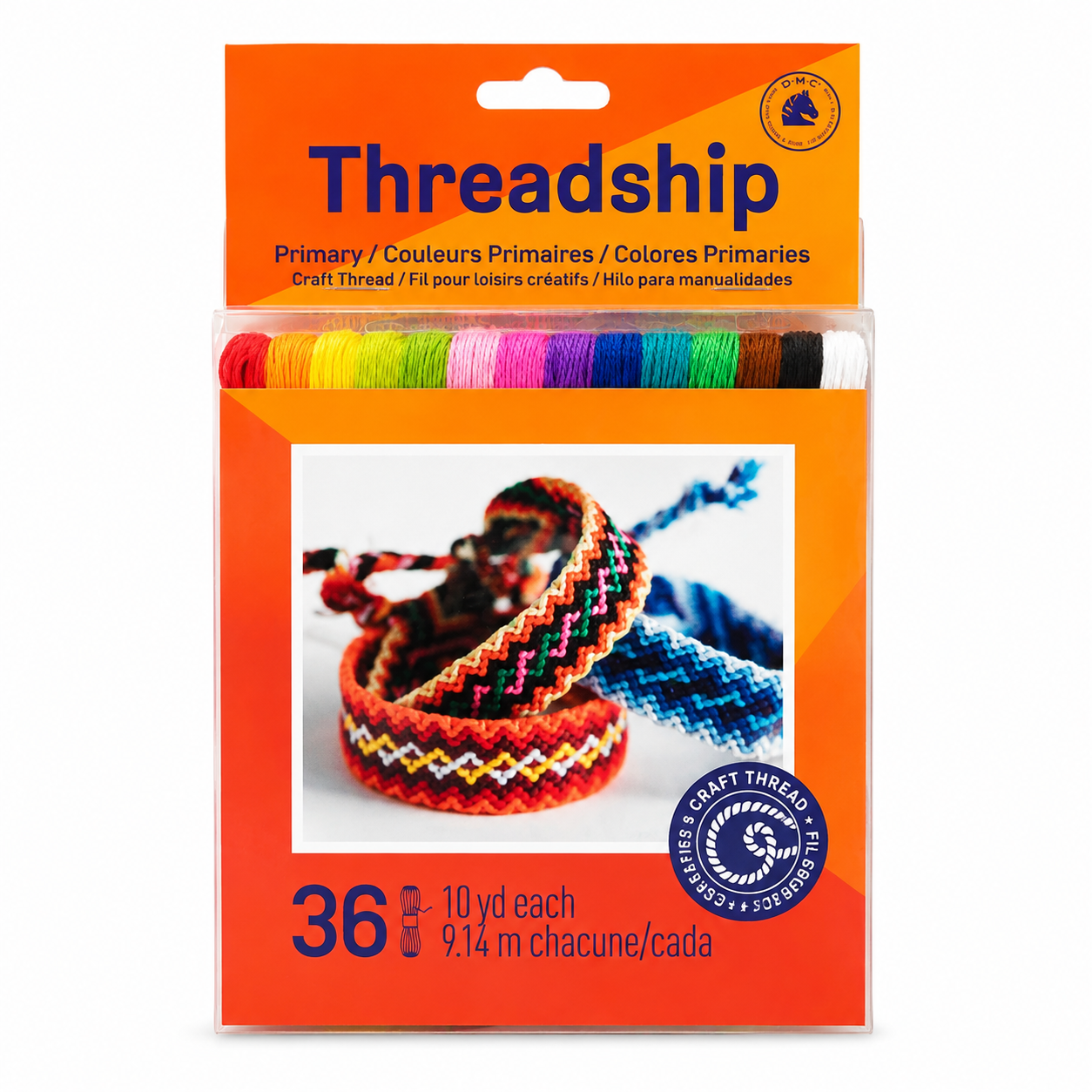 TELAIO/COFANETTO da viaggio per realizzare braccialetti brasiliani - DMC - Colore: PRCTRAI - 36 matassine PRIMARI - by LacariaRicami.Store