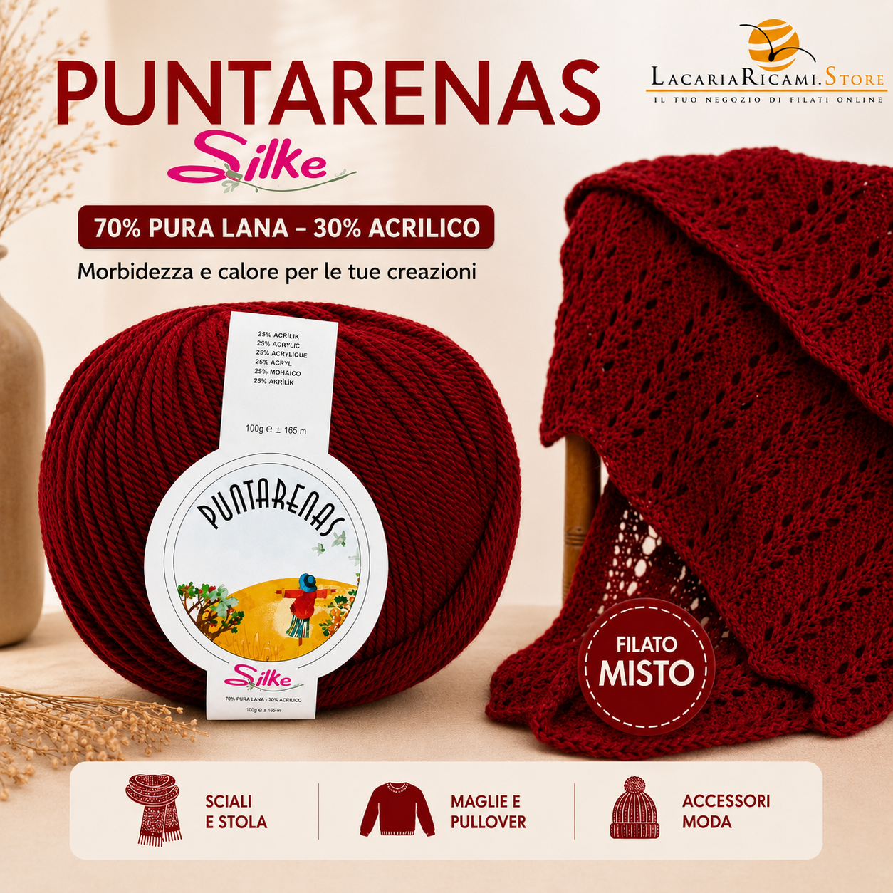 Lana PUNTARENAS - Silke - Colore: - by LacariaRicami.Store
