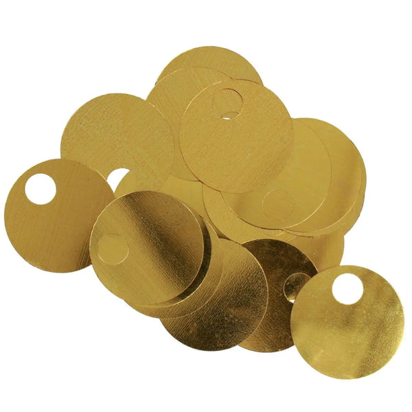 Pile di paillettes grandi lisce color oro da 20 mm con fori per decorazioni