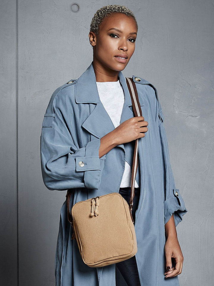 Borsa Mini reporter in tela vintage - QD614 | Essenziale - - LacariaRicami.Store