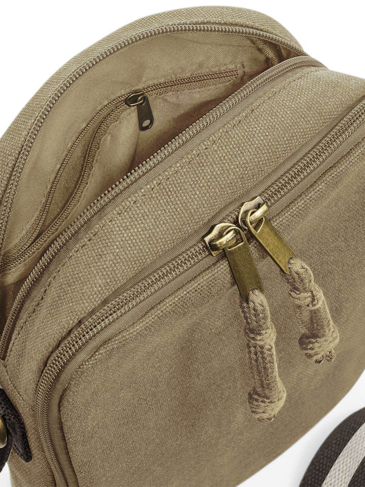 Borsa Mini reporter in tela vintage - QD614 | Essenziale - - LacariaRicami.Store