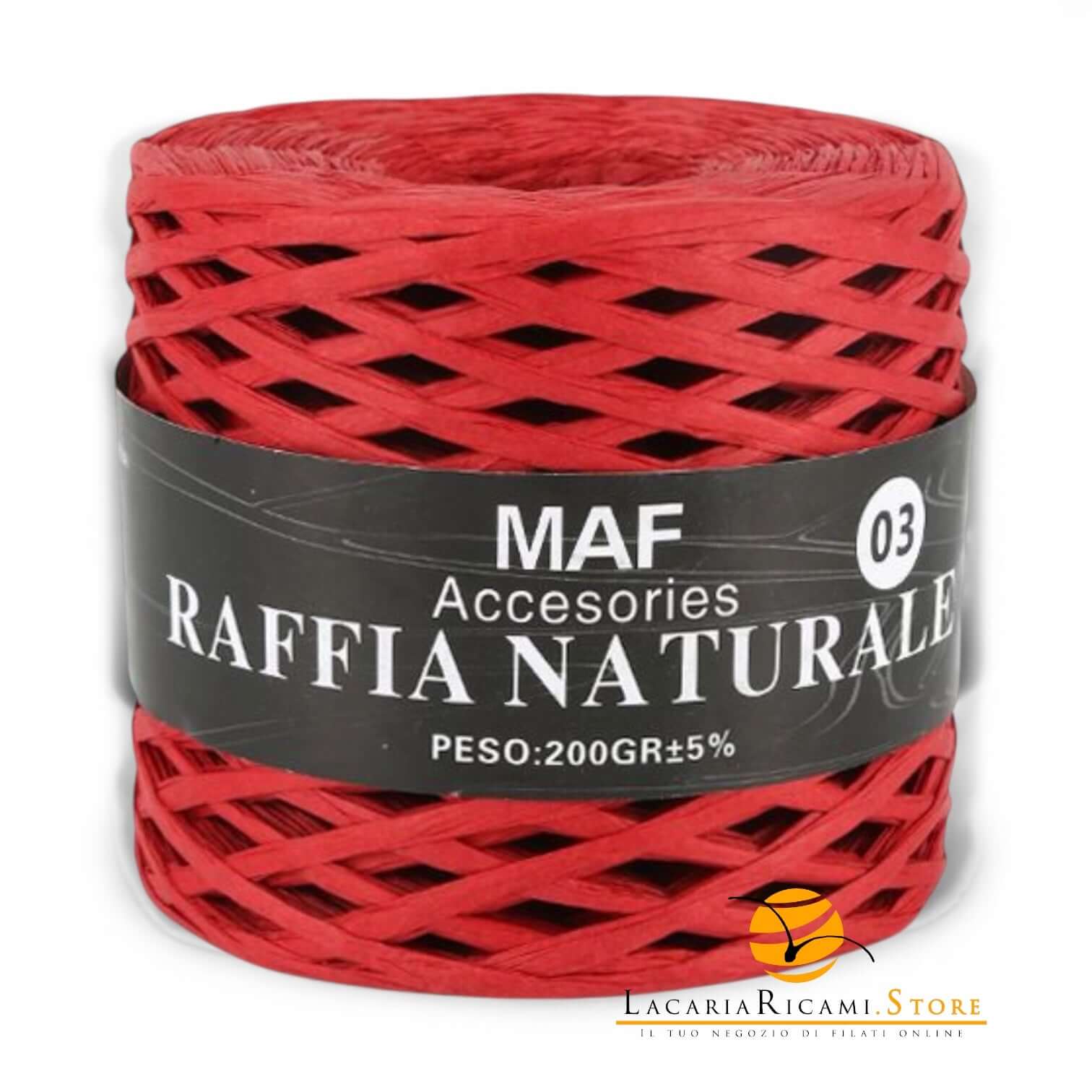 Rafia RAFFIA NATURALE - MAF Accessories - Colore: 03 - ROSSO - by LacariaRicami.Store