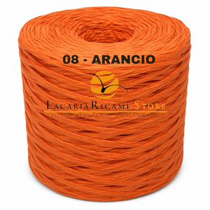Rafia NATURALE - LacariaRicami.Store - Colore: 08 - ARANCIO - by LacariaRicami.Store