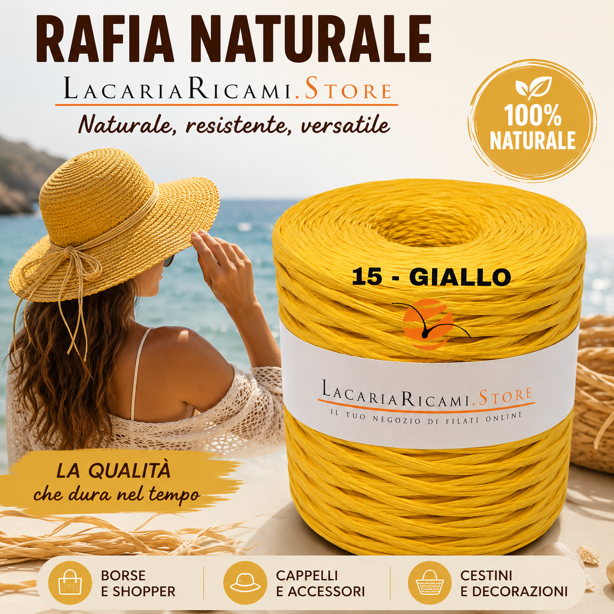 Rafia NATURALE - LacariaRicami.Store - Colore: - by LacariaRicami.Store
