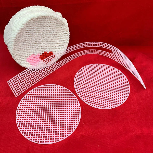 Cesto rivestito di filato con pezzi di plastica canvas per Rete Sagomata BORSA Rotonda