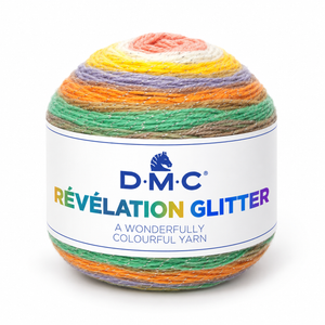 Lana Révélation GLITTER - DMC - Colore: 502 - VERDE ARANCIO GIALLO - by LacariaRicami.Store