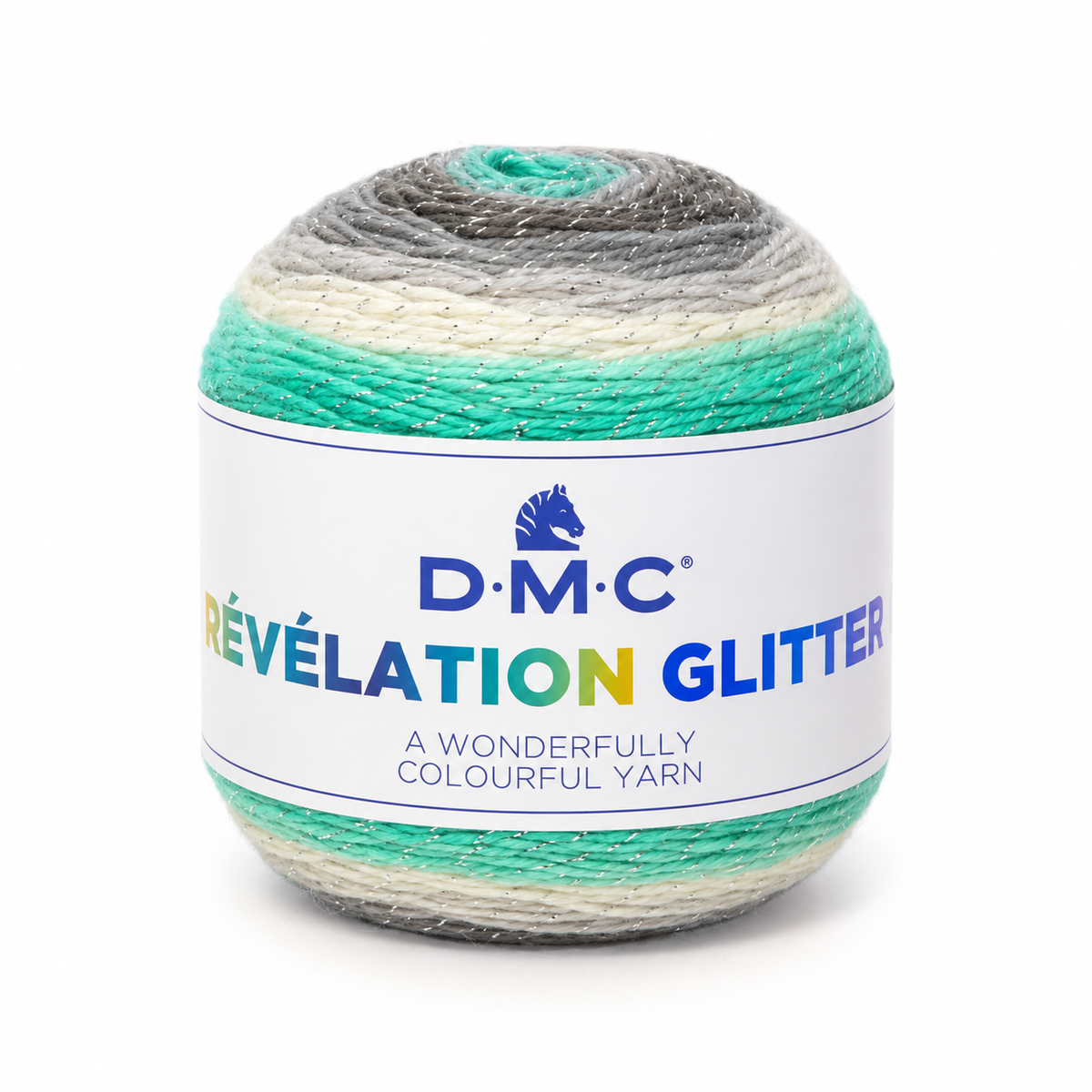 Lana Révélation GLITTER - DMC - Colore: 505 - VERDE ACQUA BIANCO GRIGIO - by LacariaRicami.Store