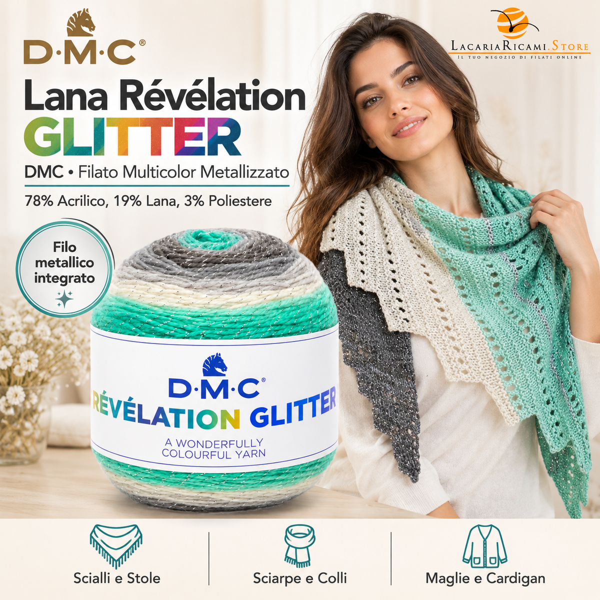 Lana Révélation GLITTER - DMC - Colore: - by LacariaRicami.Store