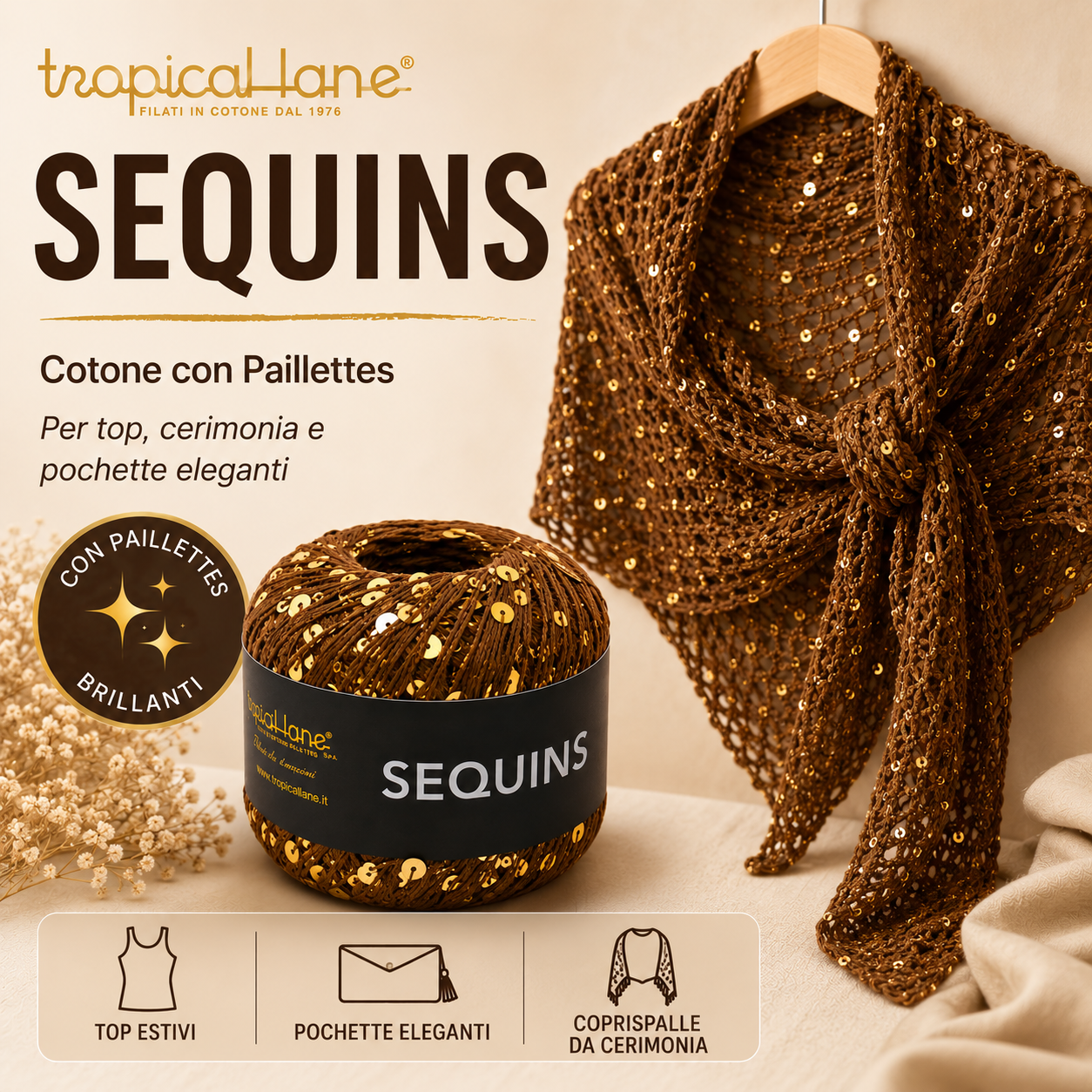Cotone Sequins con Paillettes - Tropical Lane