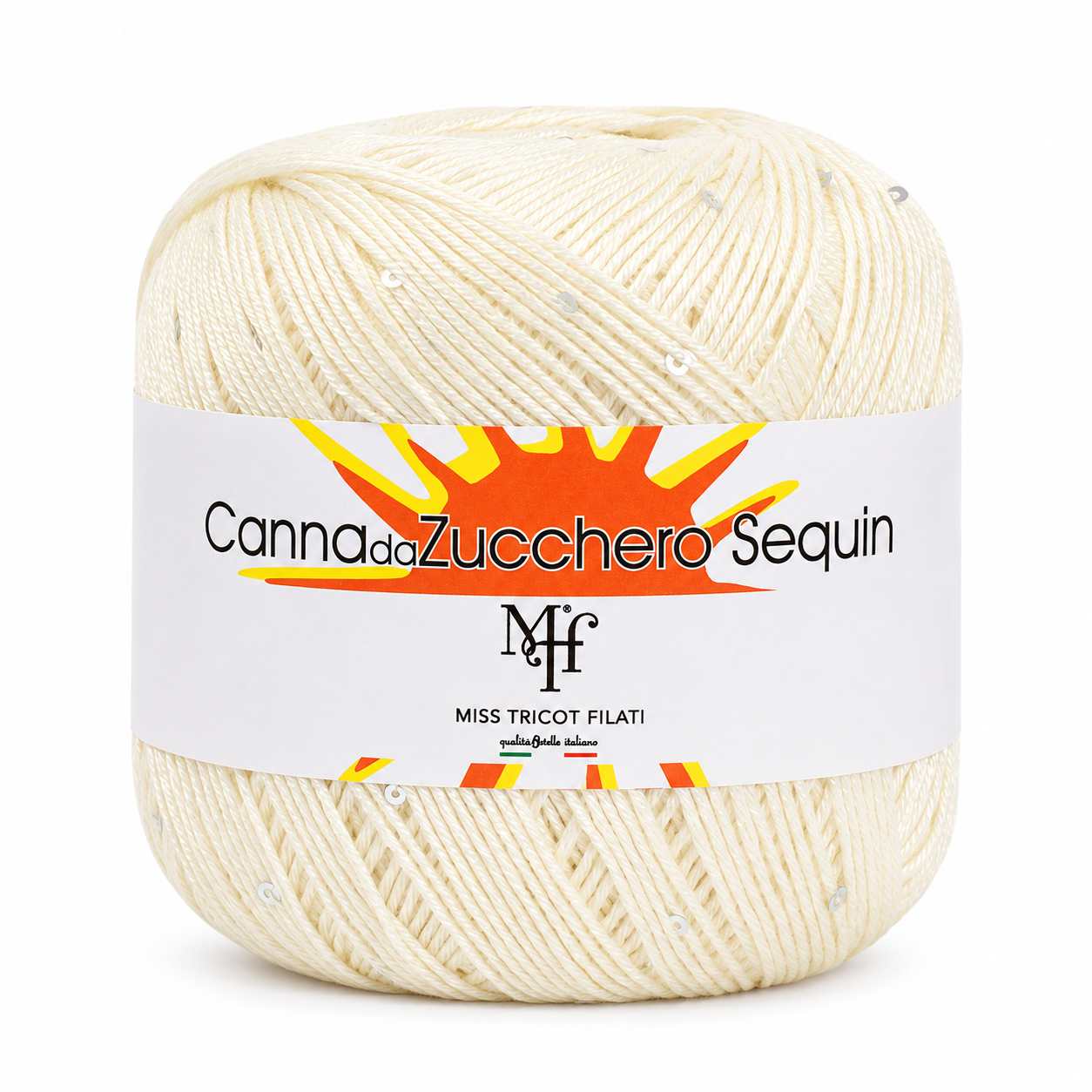 Viscosa CANNA DA ZUCCHERO SEQUIN - Miss Tricot Filati - Colore: 001 - PANNA - by LacariaRicami.Store