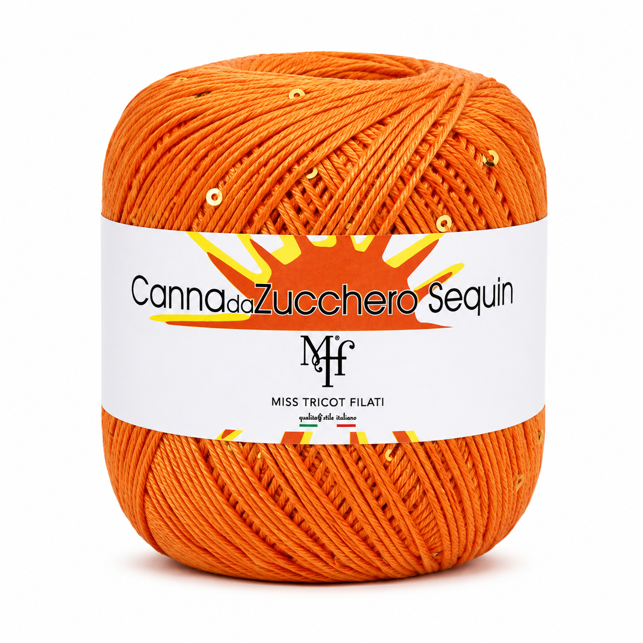 Viscosa CANNA DA ZUCCHERO SEQUIN - Miss Tricot Filati - Colore: 005 - ARANCIO - by LacariaRicami.Store