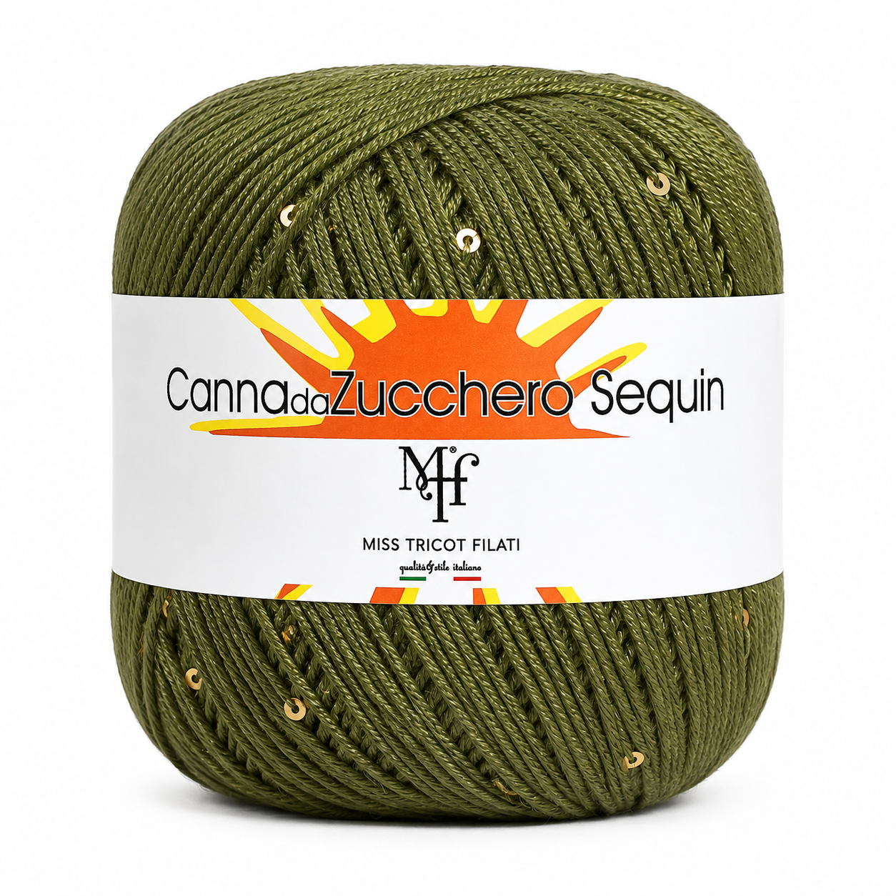 Viscosa CANNA DA ZUCCHERO SEQUIN - Miss Tricot Filati - Colore: 009 - OLIVO - by LacariaRicami.Store