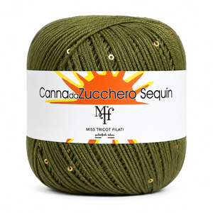 Viscosa CANNA DA ZUCCHERO SEQUIN - Miss Tricot Filati - Colore: 009 - OLIVO - by LacariaRicami.Store