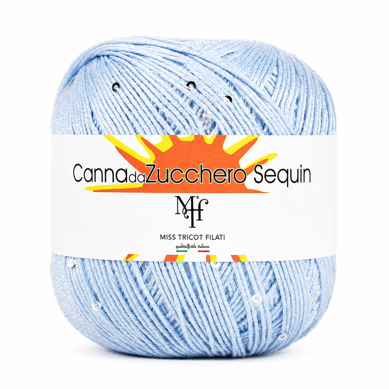 Viscosa CANNA DA ZUCCHERO SEQUIN - Miss Tricot Filati - Colore: 010 - CELESTE - by LacariaRicami.Store
