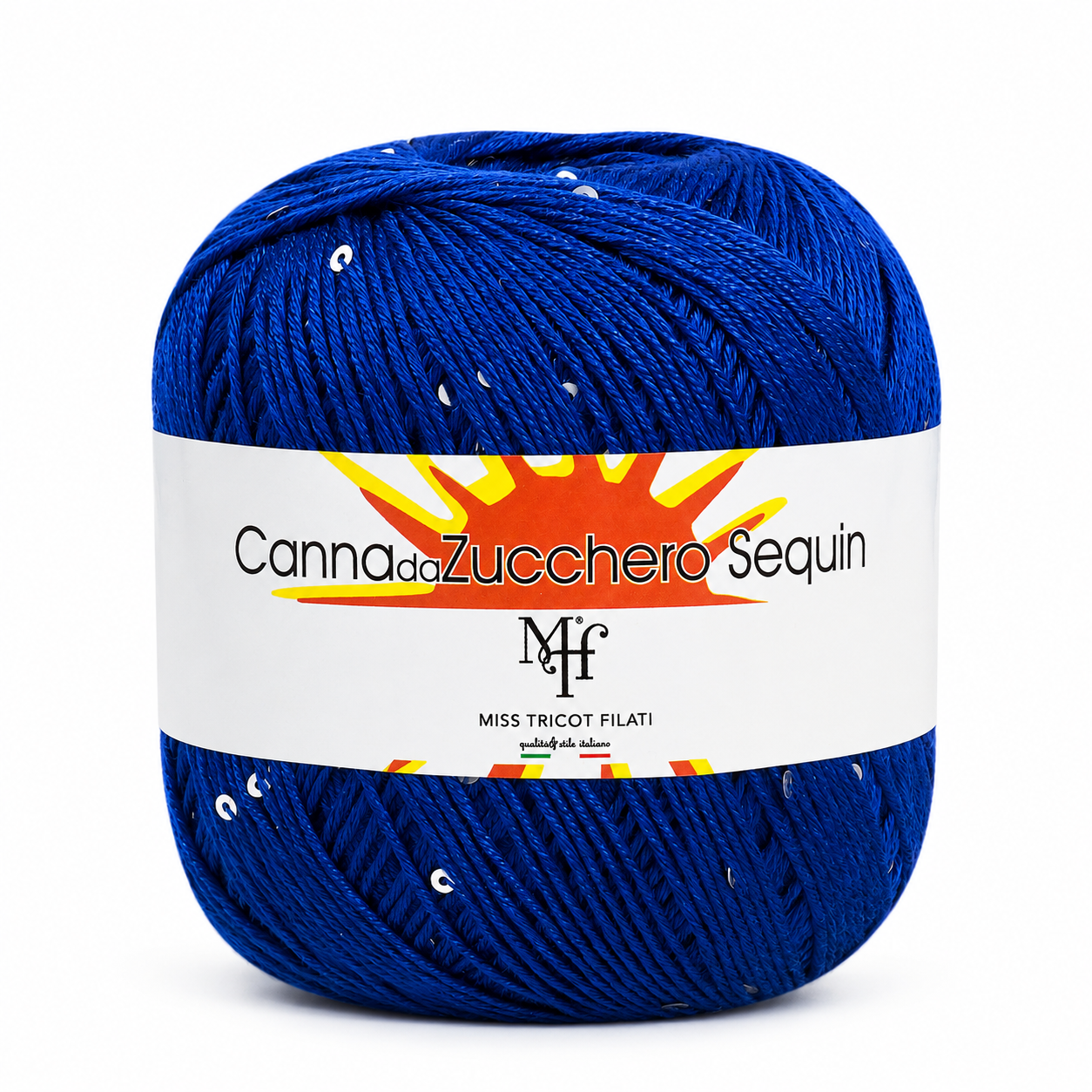 Viscosa CANNA DA ZUCCHERO SEQUIN - Miss Tricot Filati - Colore: 012 - BLU CINA - by LacariaRicami.Store
