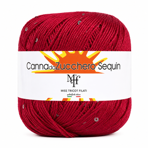 Viscosa CANNA DA ZUCCHERO SEQUIN - Miss Tricot Filati - Colore: 020 - ROSSO - by LacariaRicami.Store