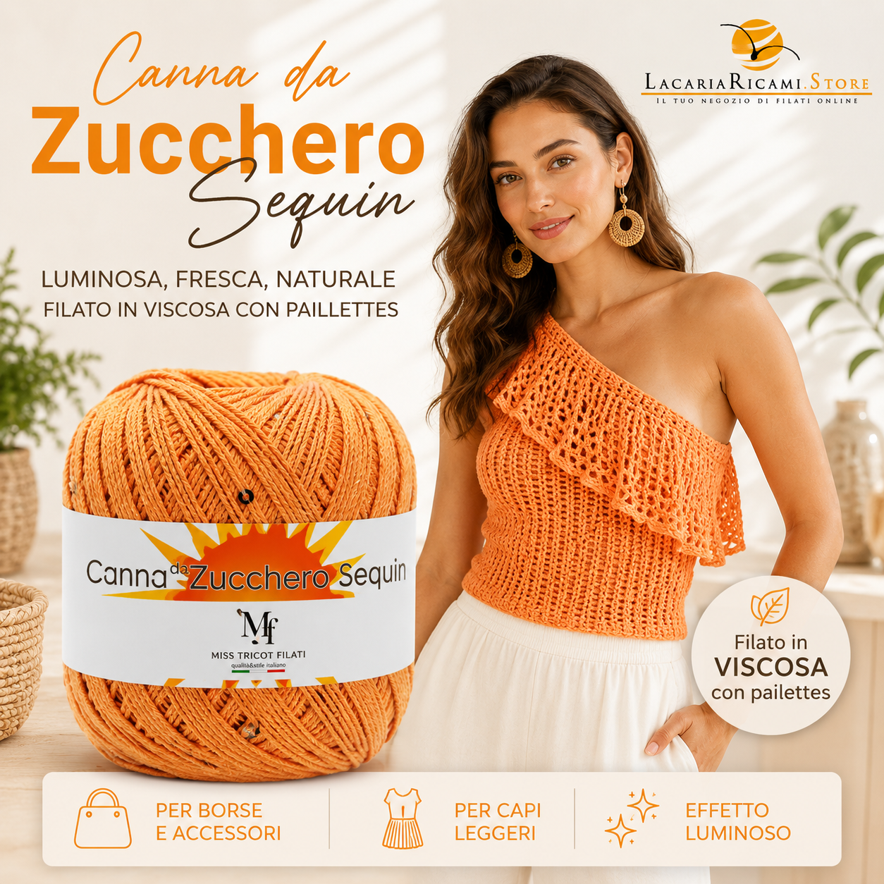 Viscosa CANNA DA ZUCCHERO SEQUIN - Miss Tricot Filati - Colore: - by LacariaRicami.Store