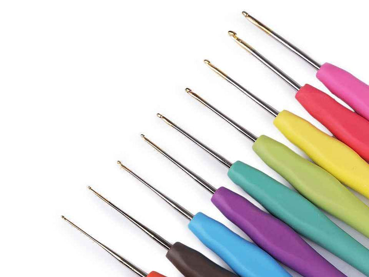 SET 9 Uncinetti Cotone Ergonomici Gomma - - LacariaRicami.Store