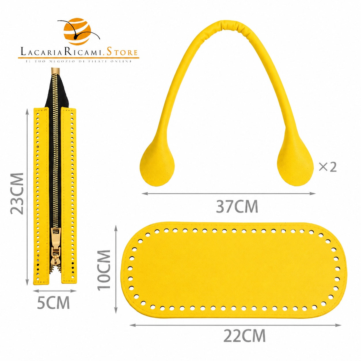KIT Per Borse - 4 Pezzi - Colore: 22x10Cm - GIALLO - by LacariaRicami.Store