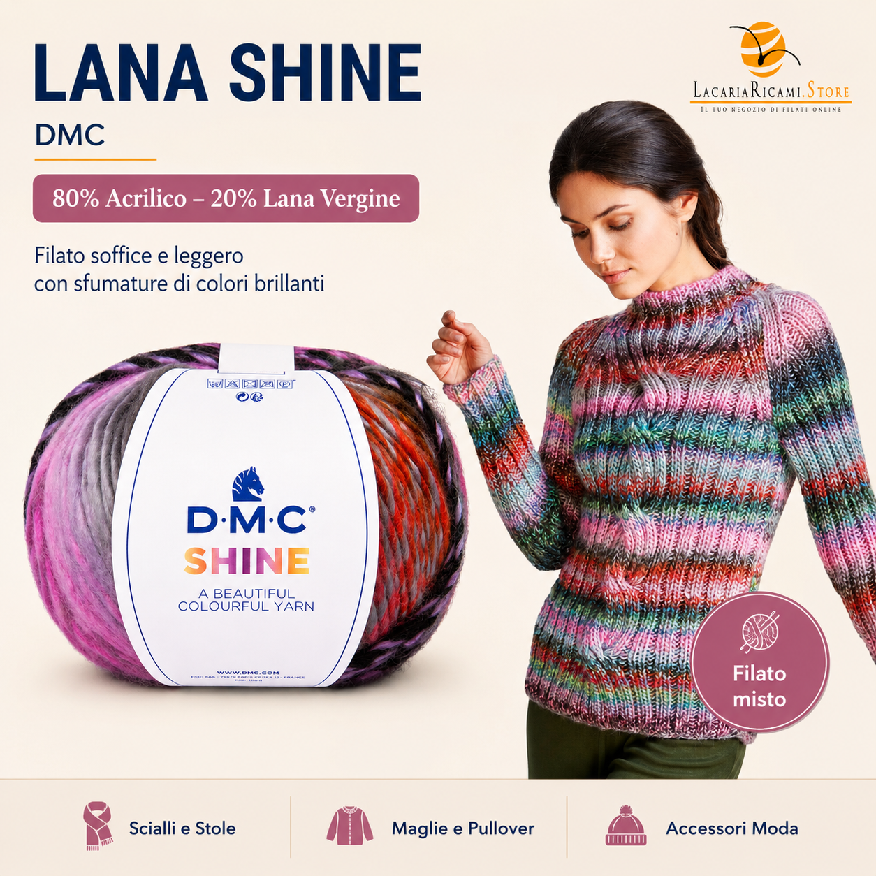 Lana SHINE - DMC - Colore: - by LacariaRicami.Store
