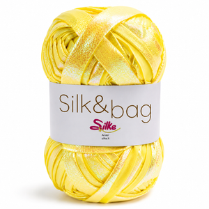 Fettuccia SILK&BAG MADREPERLA - Silke - Colore: 0004 - GIALLO LIMONE MADREPERLA - by LacariaRicami.Store