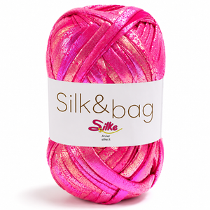Fettuccia SILK&BAG MADREPERLA - Silke - Colore: 0008 - FUCSIA MADREPERLA - by LacariaRicami.Store