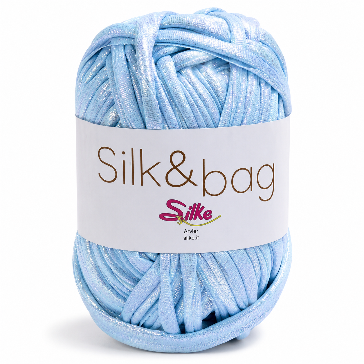 Fettuccia SILK&BAG MADREPERLA - Silke - Colore: 0010 - CELESTE MADREPERLA - by LacariaRicami.Store