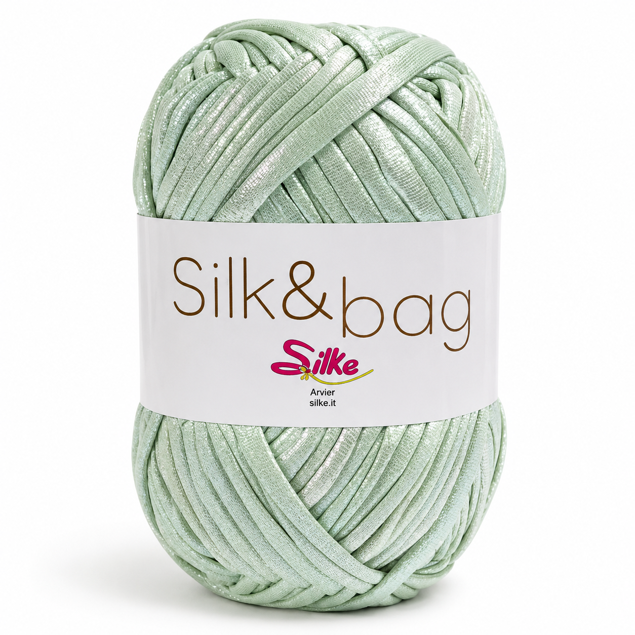 Fettuccia SILK&BAG MADREPERLA - Silke - Colore: 0013 - VERDE SALVIA MADREPERLA - by LacariaRicami.Store